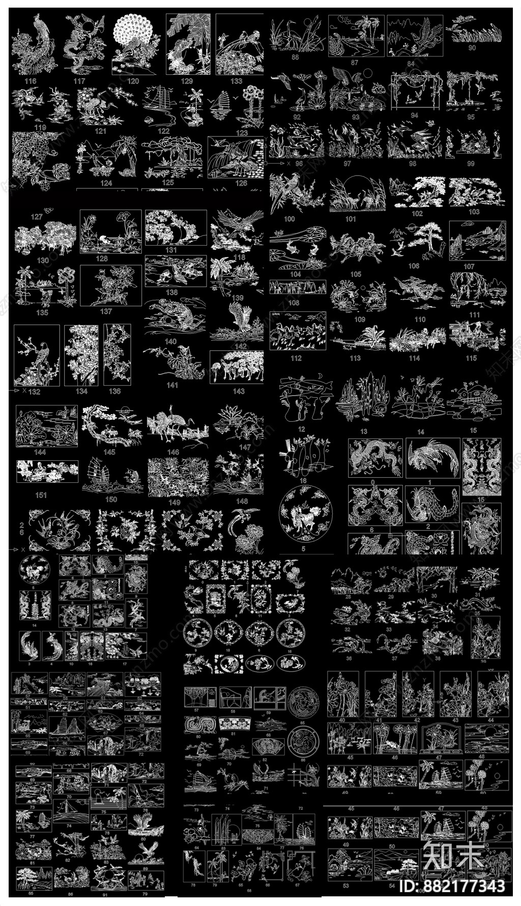 雕花图案施工图下载【ID:882177343】