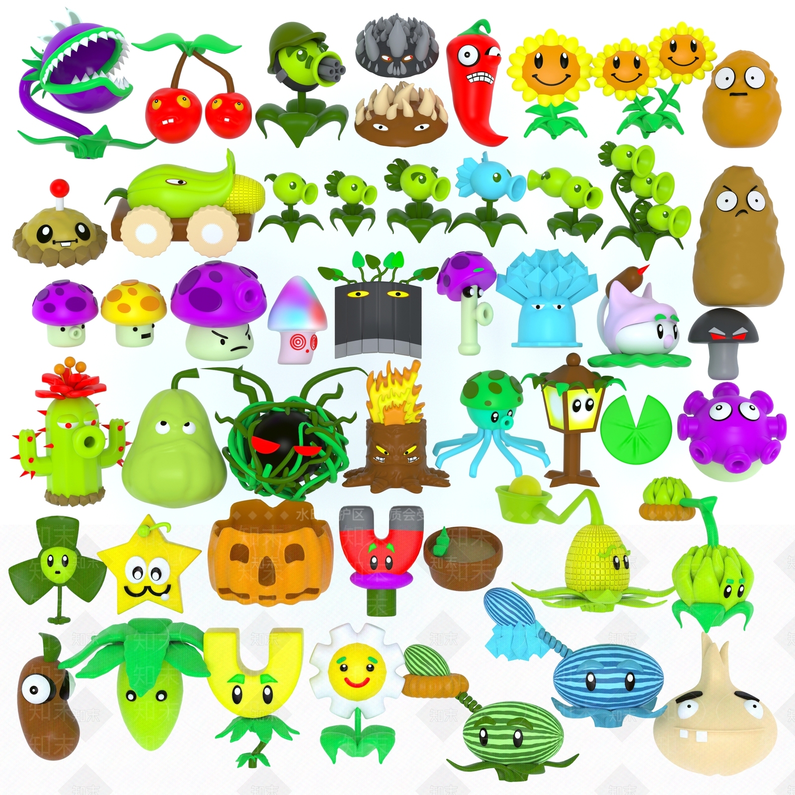 现代植物大战僵尸公仔3D模型下载【ID:597623486】