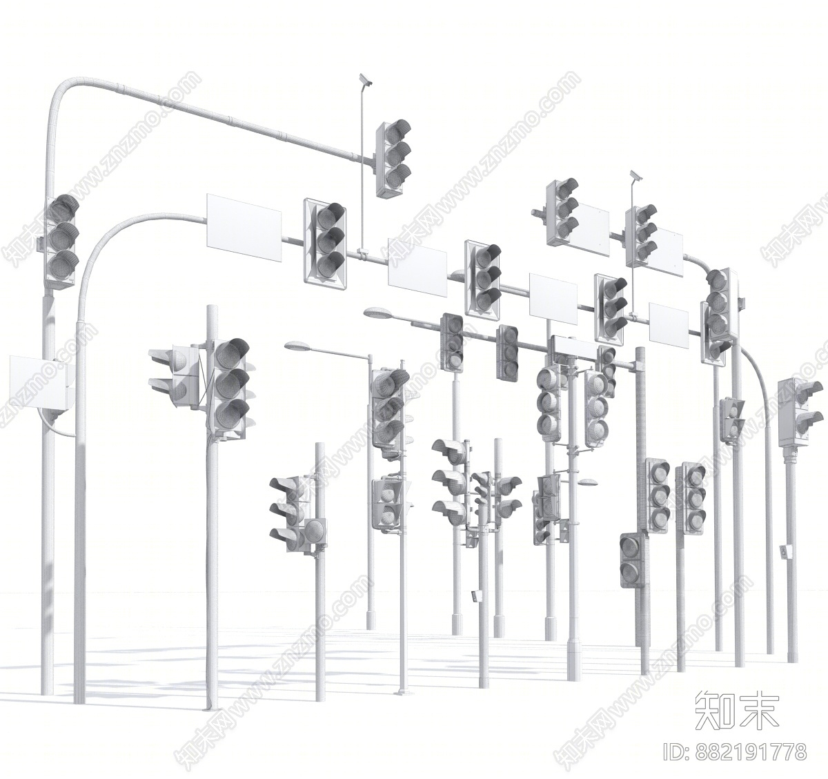 现代红绿灯组合3D模型下载【ID:882191778】