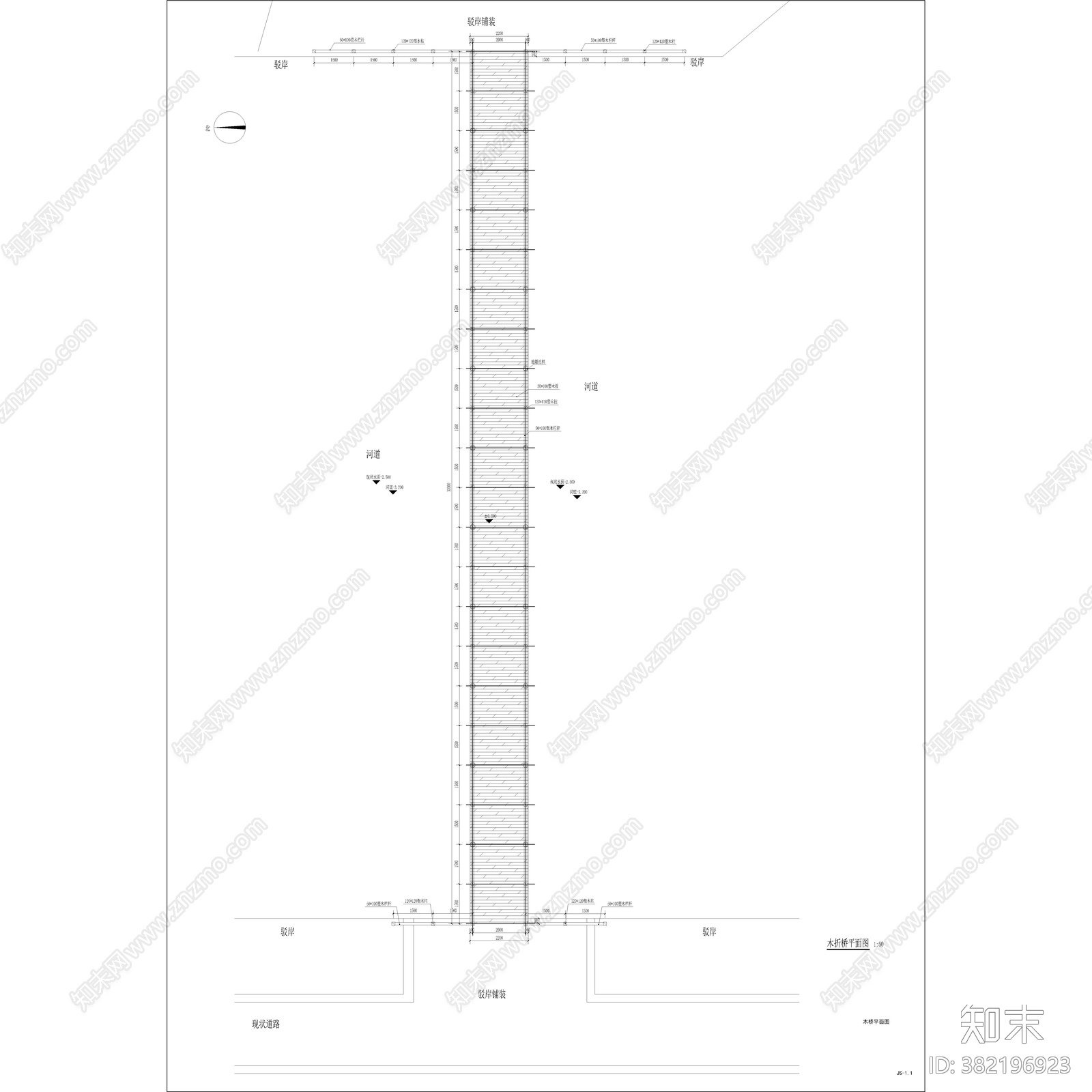 木栈道cad施工图下载【ID:382196923】