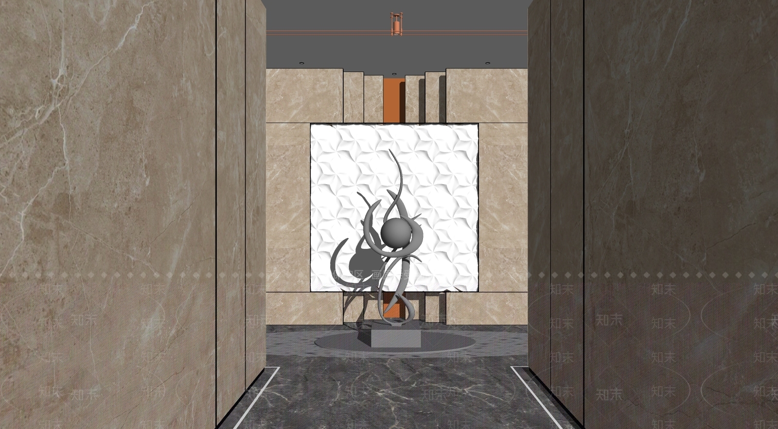 现代酒店玄关过道SU模型下载【ID:982205419】