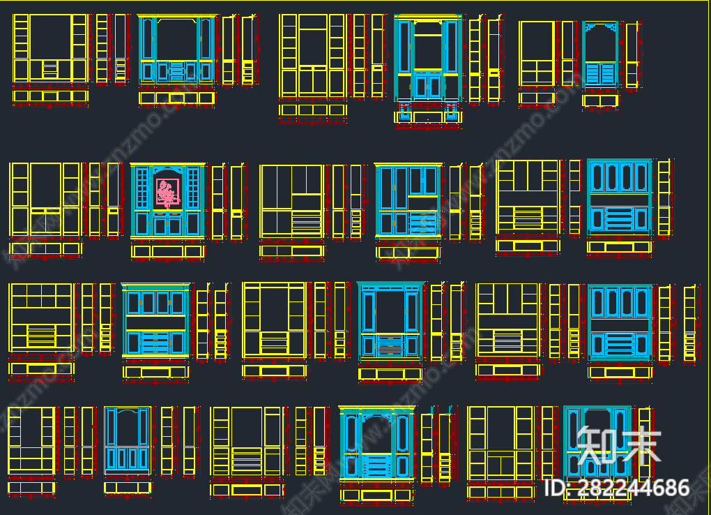 家具酒柜cad图纸施工图下载【ID:282244686】