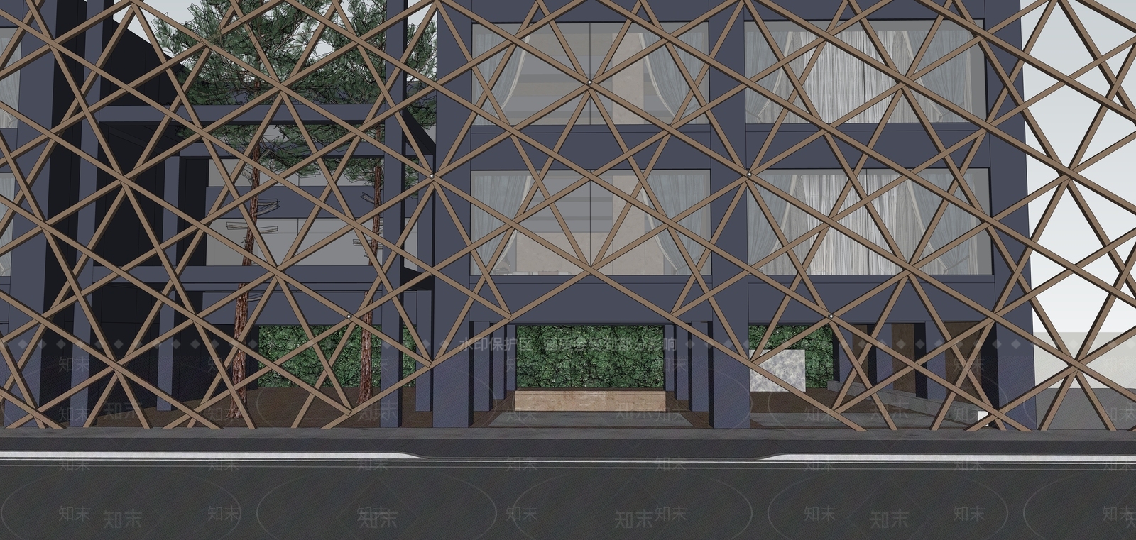 现代酒店民宿SU模型下载【ID:382261560】