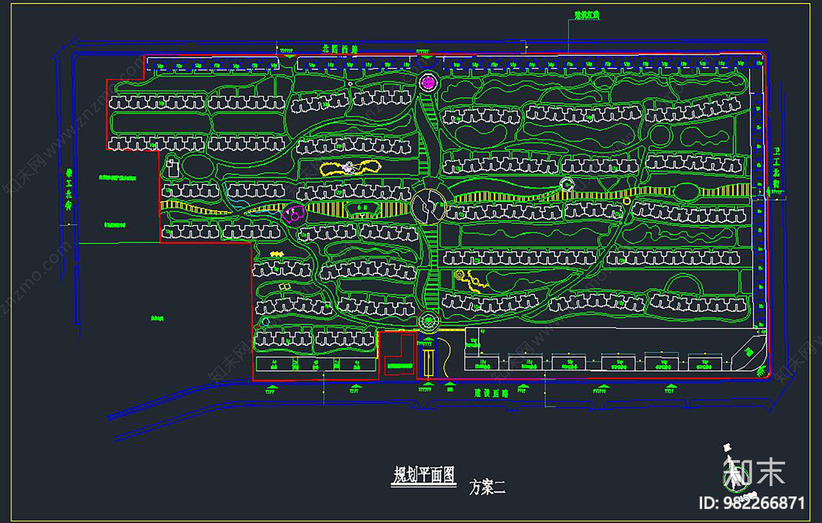 园区规划cad施工图下载【ID:982266871】