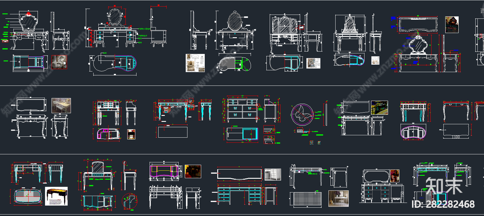 梳妆台CAD图纸施工图下载【ID:282282468】