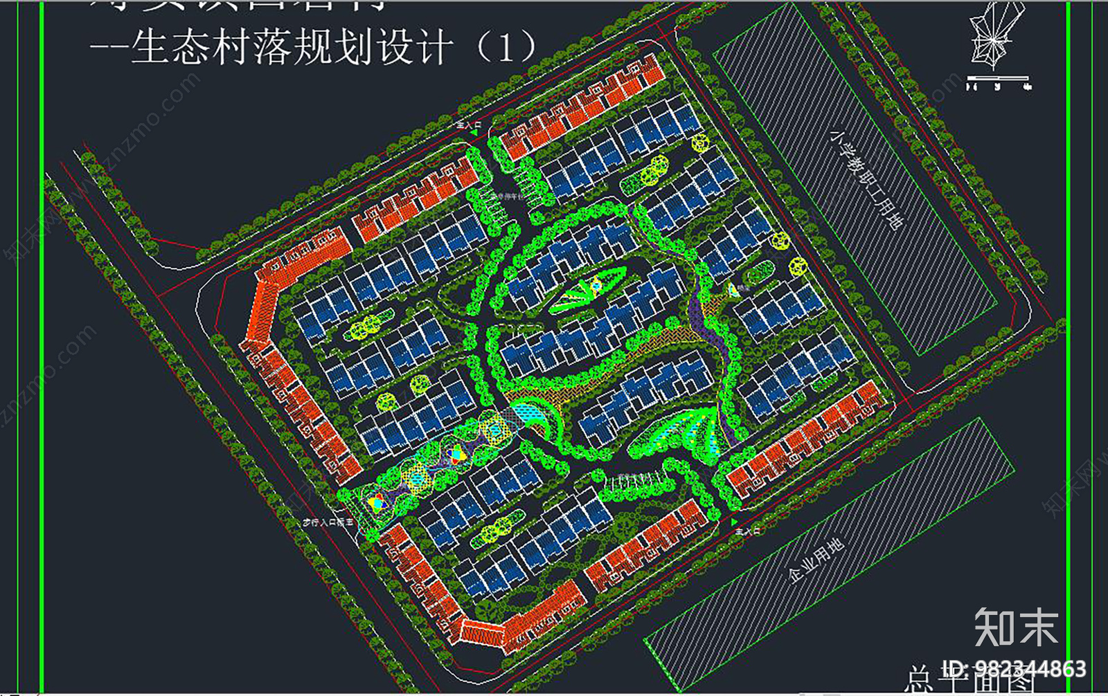 城镇规划cad施工图下载【ID:982344863】