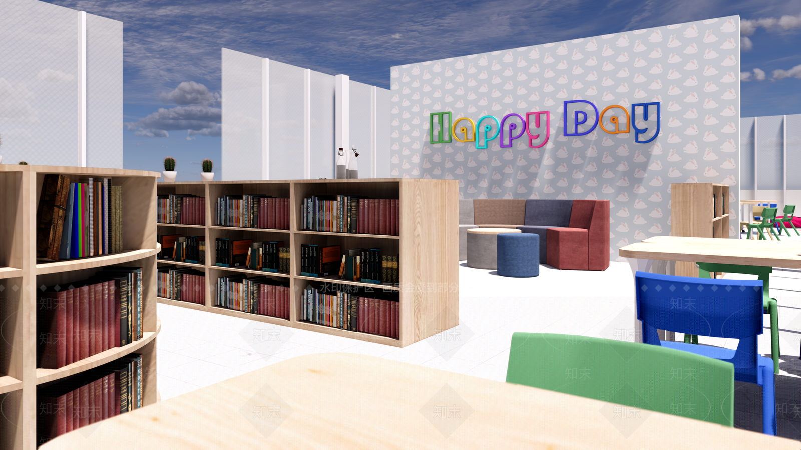 现代儿童图书馆SU模型下载【ID:182692255】