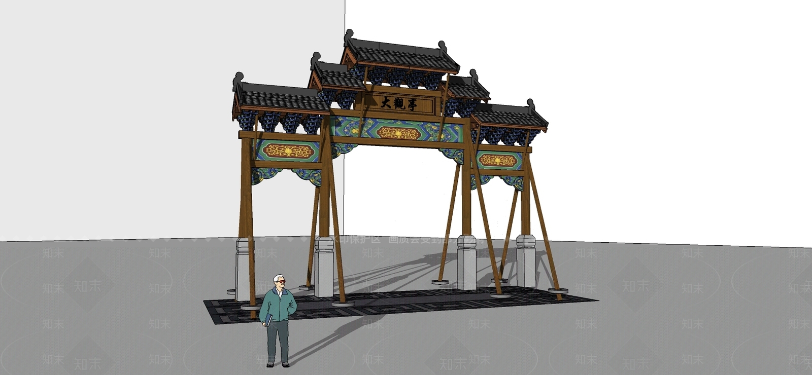 中式牌坊牌楼SU模型下载【ID:482369558】