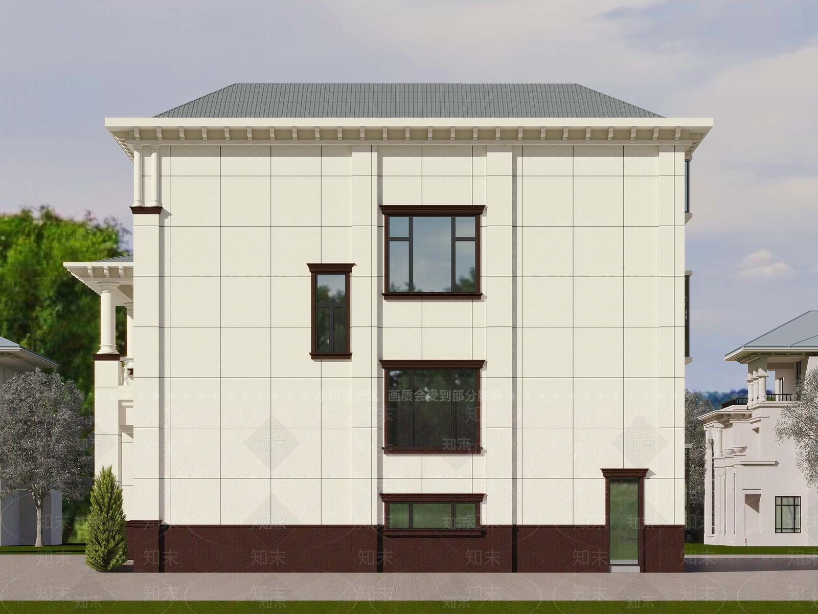 现代别墅外观3D模型下载【ID:982389838】