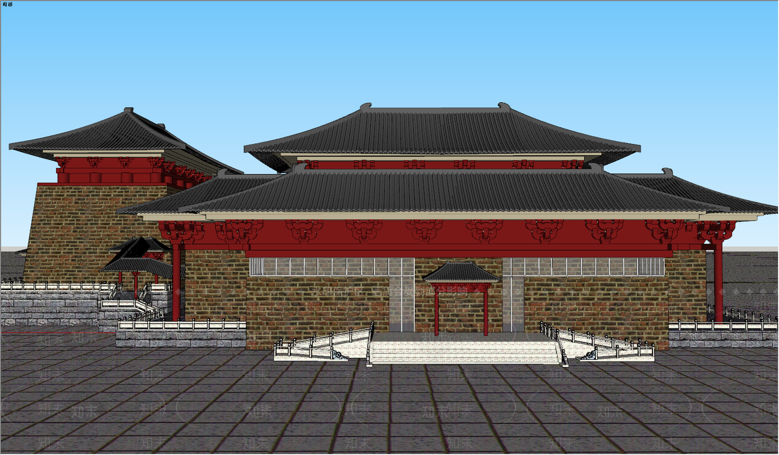 中式塔楼SU模型下载【ID:582391323】