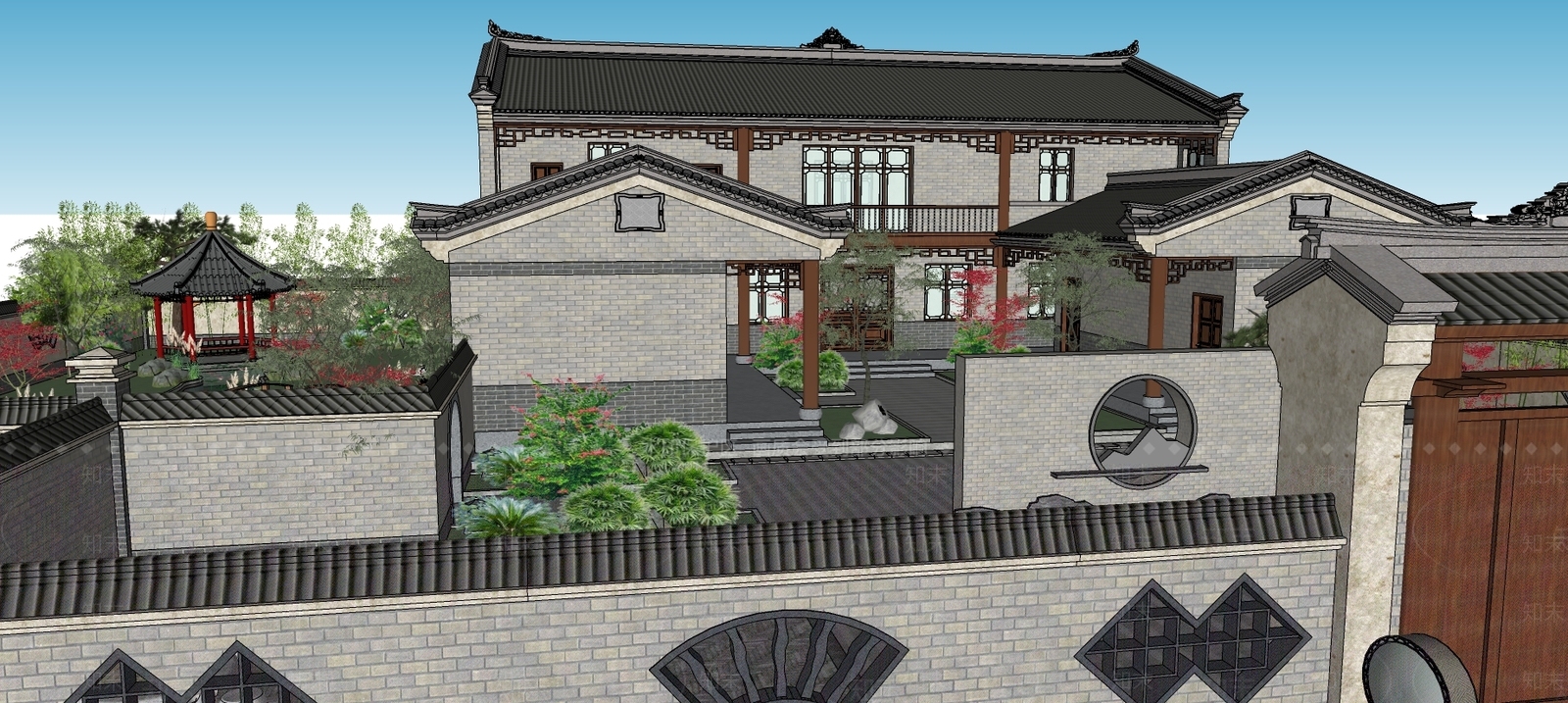 中式四合院SU模型下载【ID:382401218】