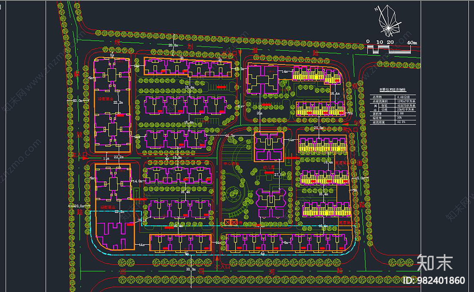 小区规划cad施工图下载【ID:982401860】