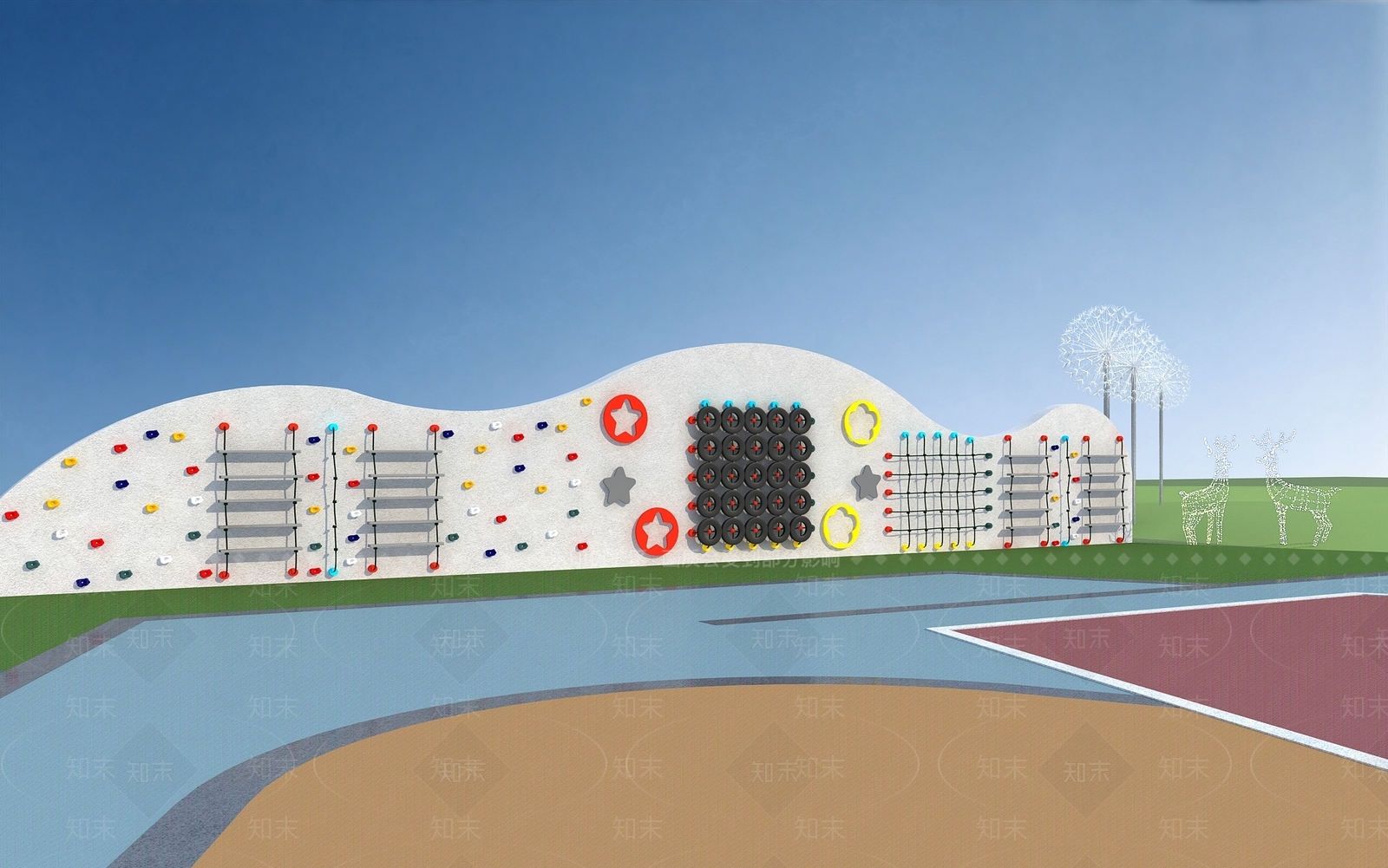 现代攀岩墙3D模型下载【ID:882402606】