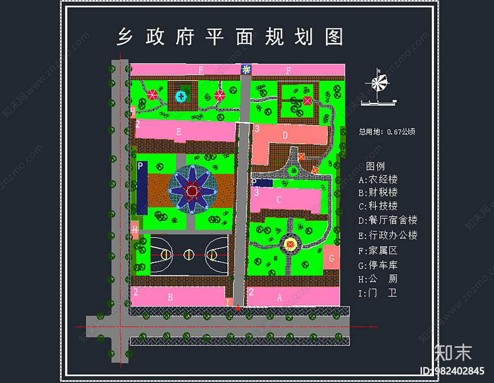 乡政府规划cad施工图下载【ID:982402845】