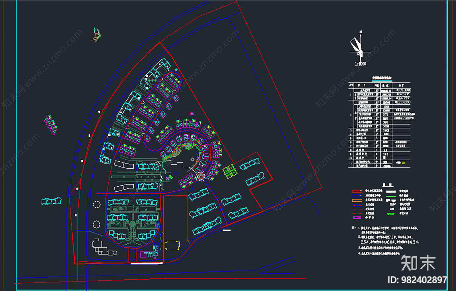 小区规划cad施工图下载【ID:982402897】
