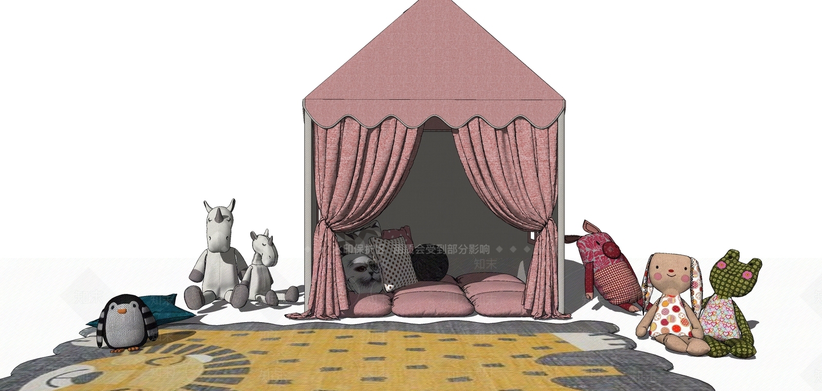 现代儿童床SU模型下载【ID:982418608】