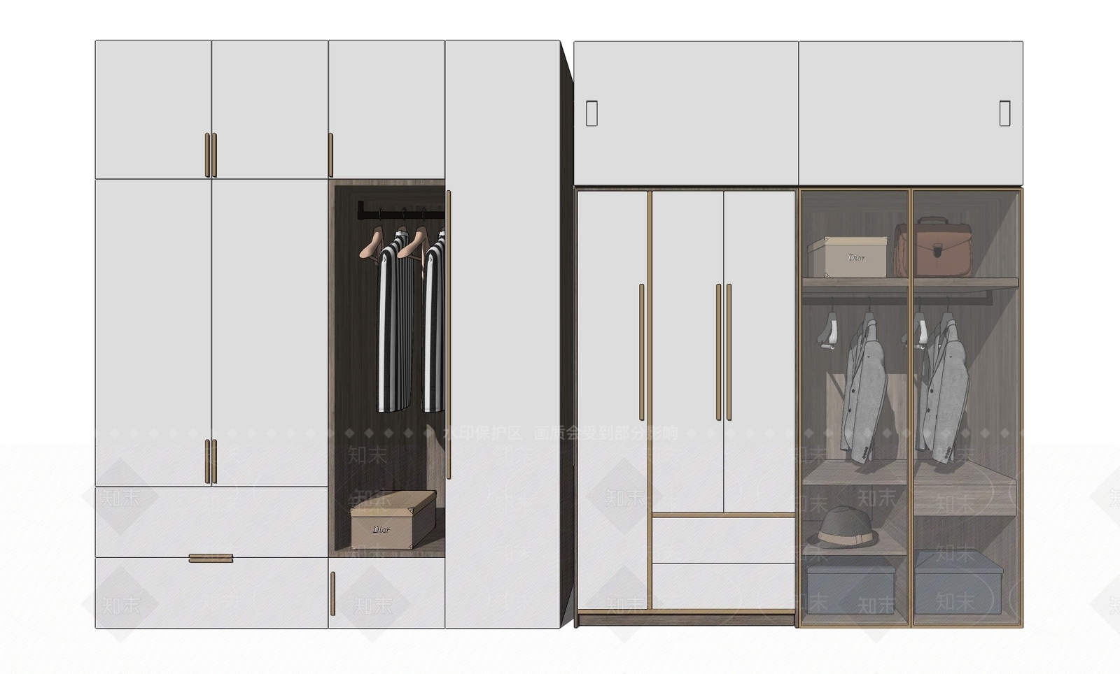 现代风格衣柜SU模型下载【ID:382421031】