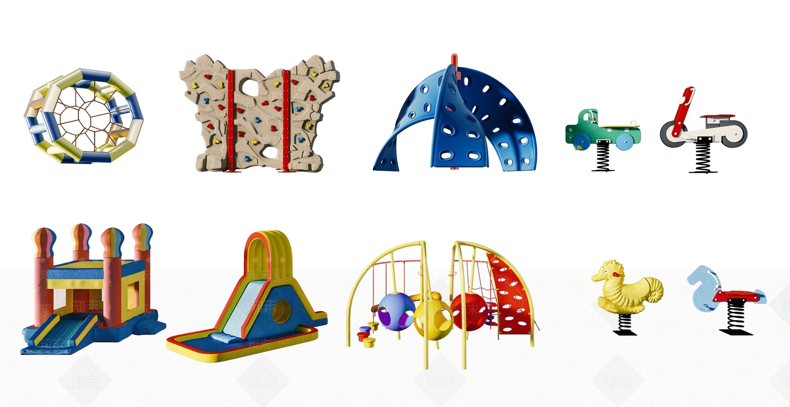 现代儿童游乐设施组合3D模型下载【ID:882436633】
