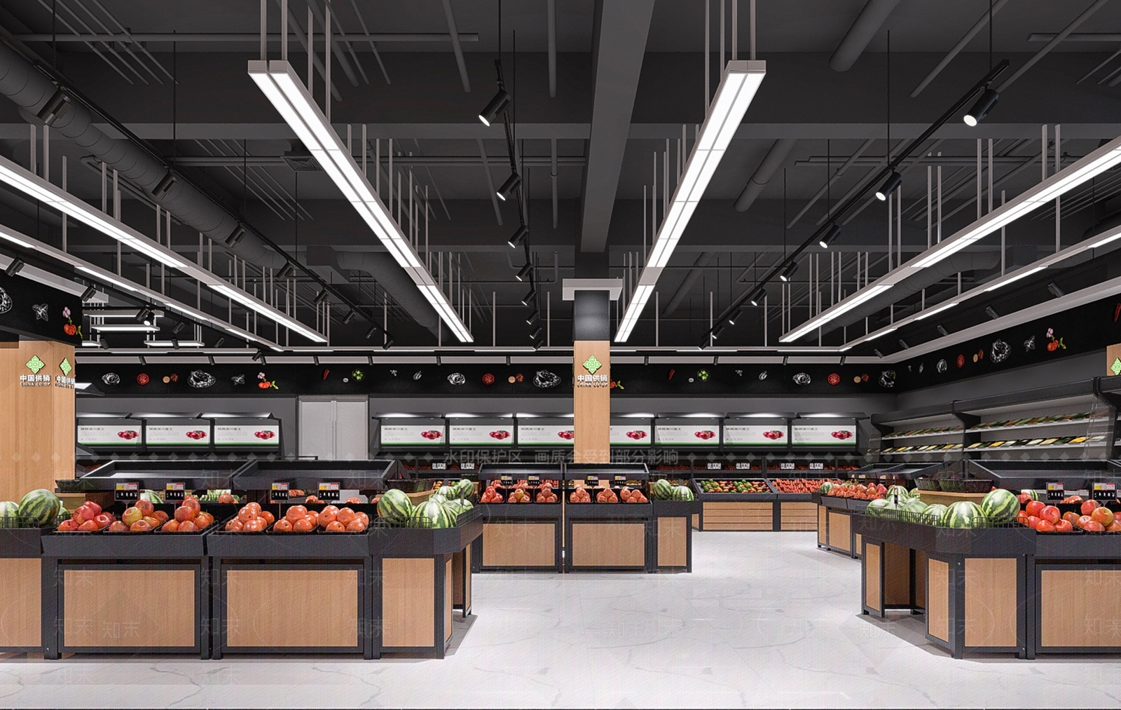 现代超市蔬菜区3D模型下载【ID:582449386】
