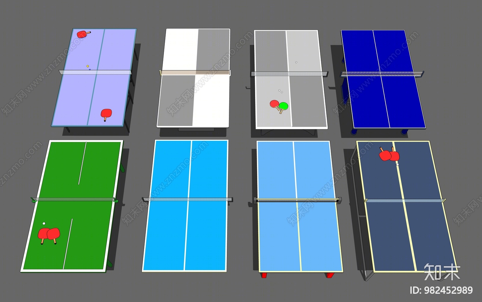 现代乒乓球台SU模型下载【ID:982452989】