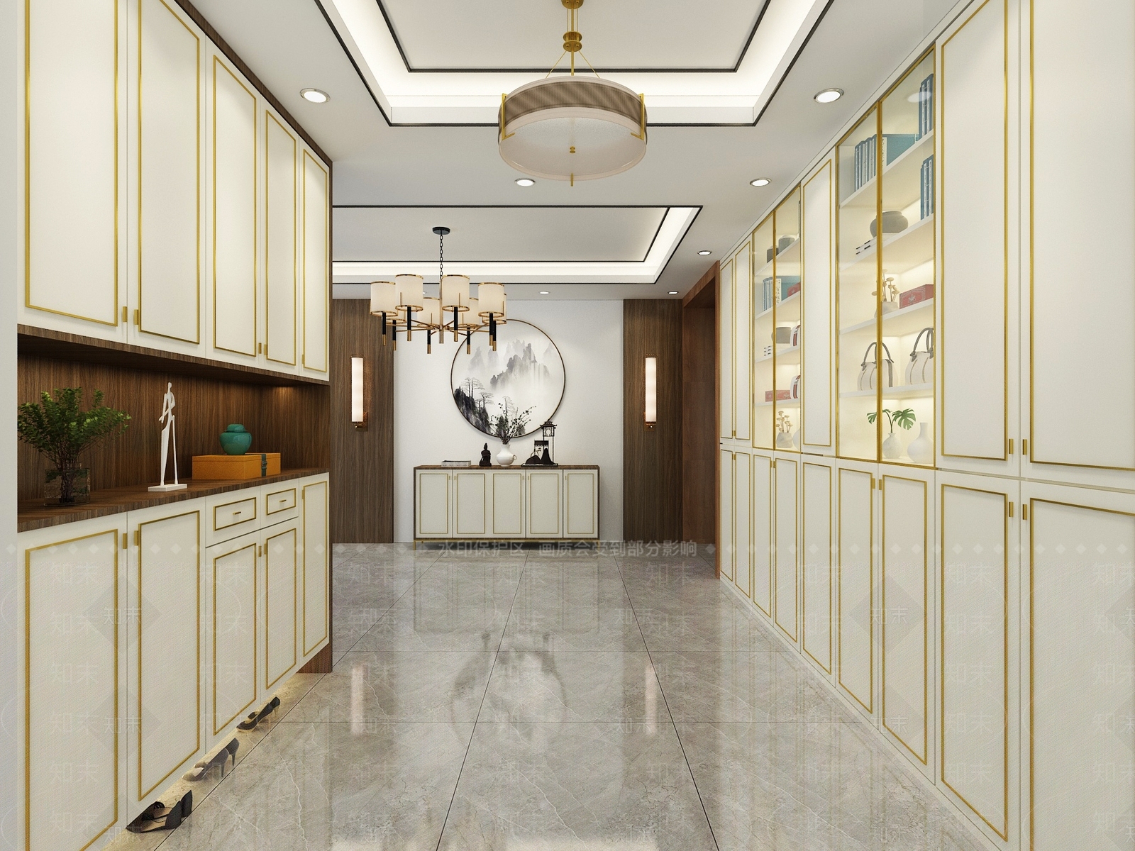 新中式入户门厅3D模型下载【ID:982459309】