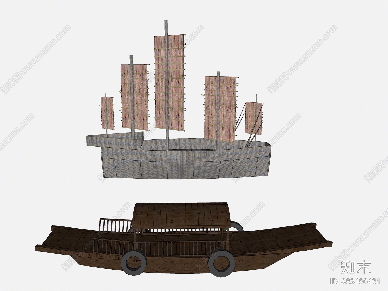 中式船舰SU模型下载【ID:882480431】