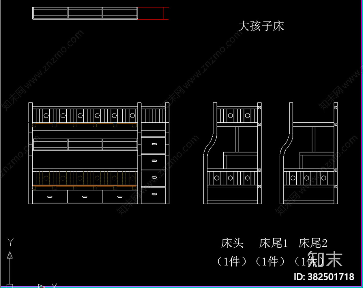 上下床cad施工图下载【ID:382501718】