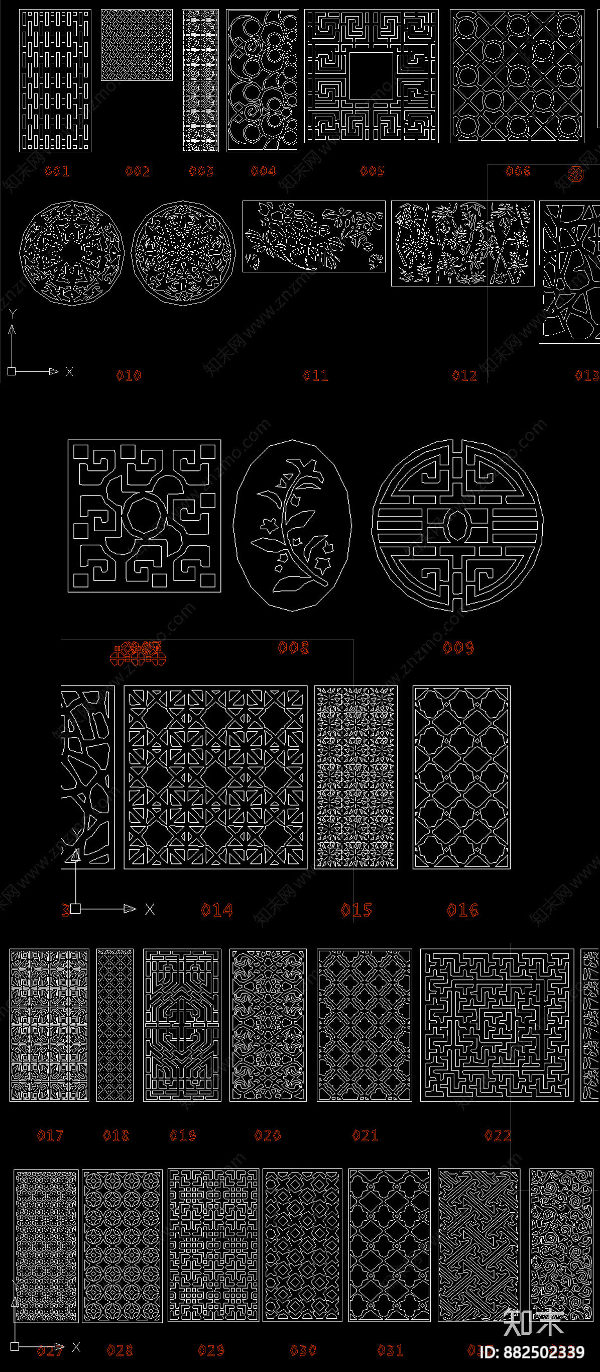 隔断屏风CAD图库cad施工图下载【ID:882502339】