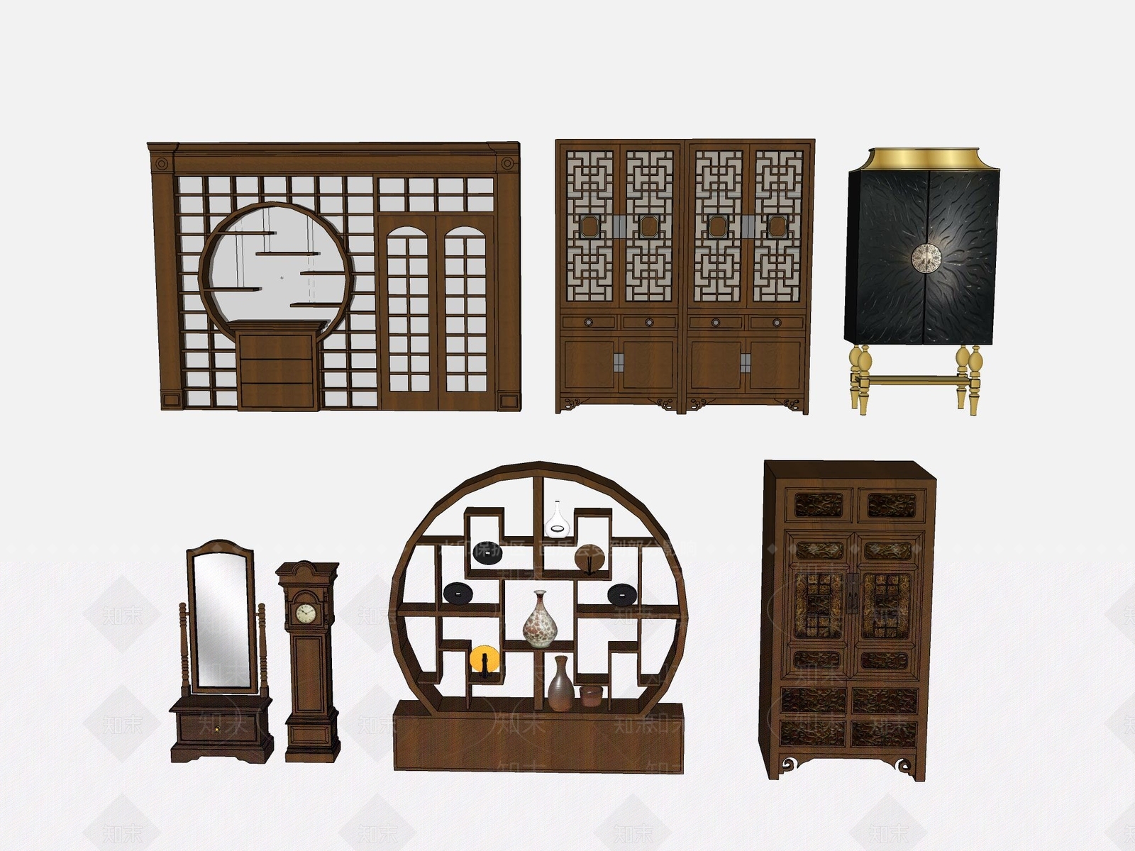 中式博古架SU模型下载【ID:782552464】