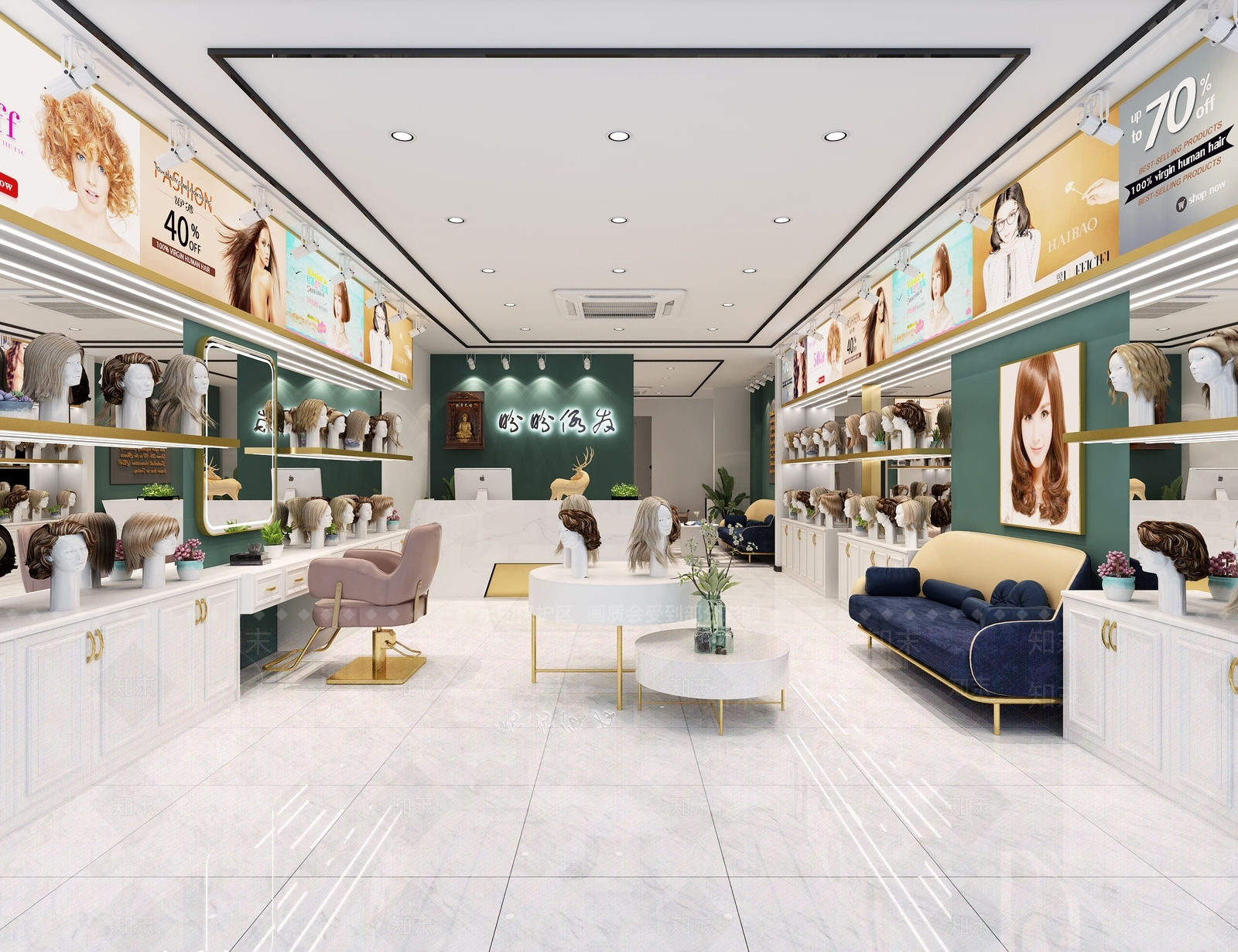 现代假发店3d模型下载【id:382574041】