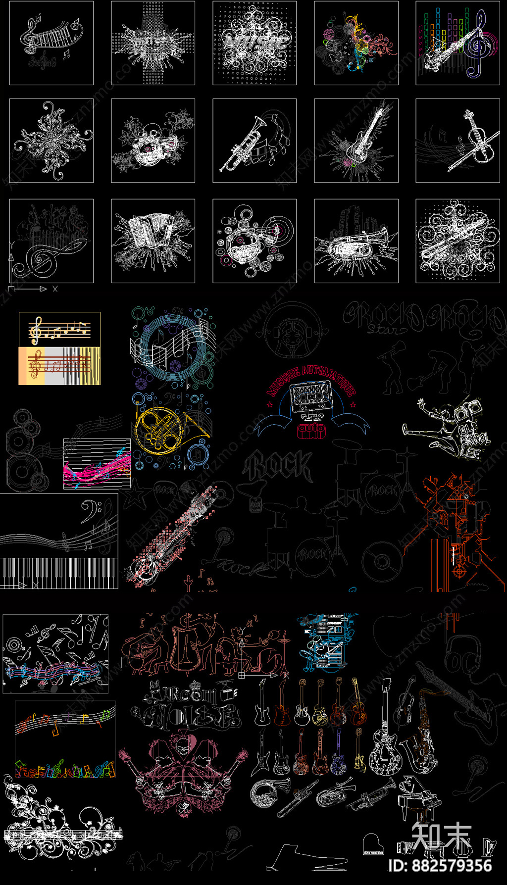 音乐主题元素施工图下载【ID:882579356】