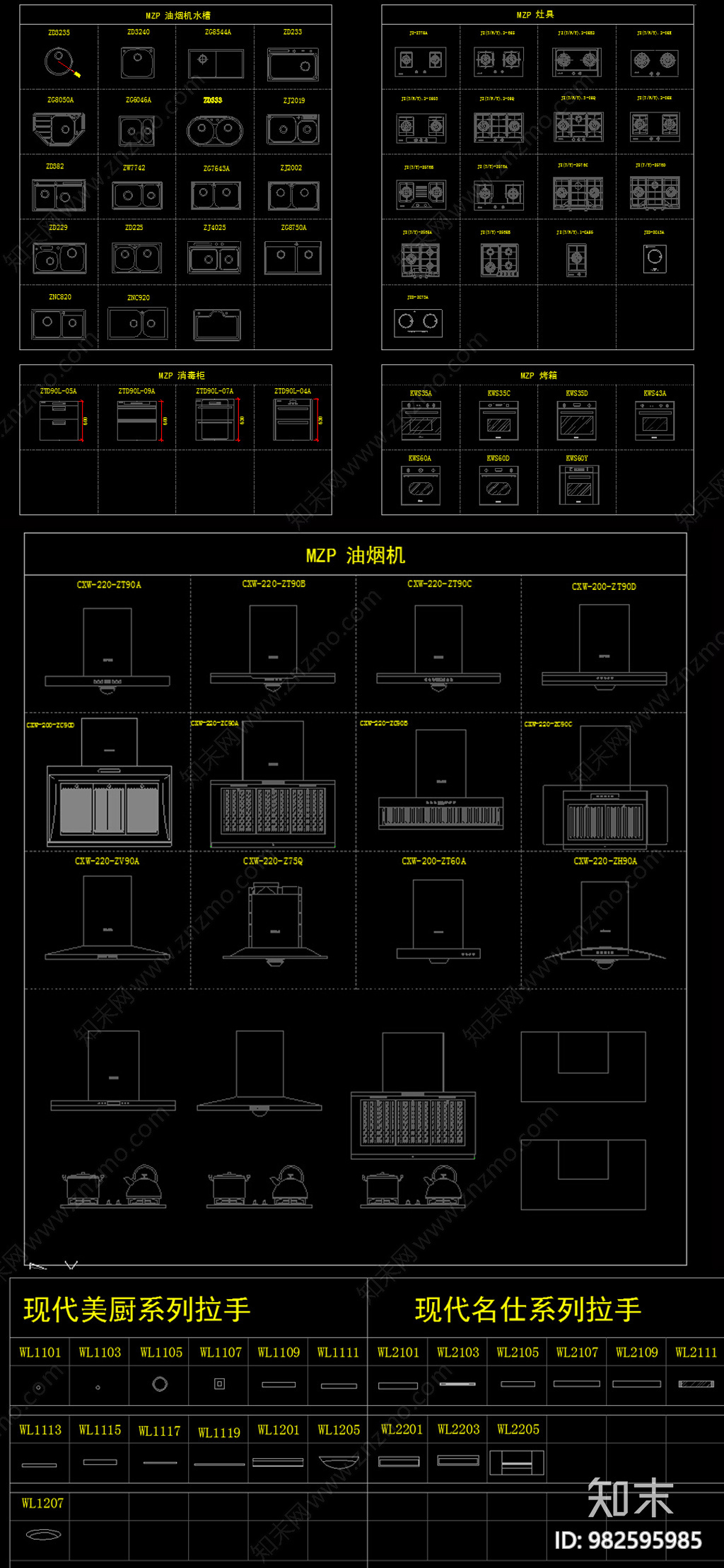 橱柜标准立面模块CAD图集施工图下载【ID:982595985】