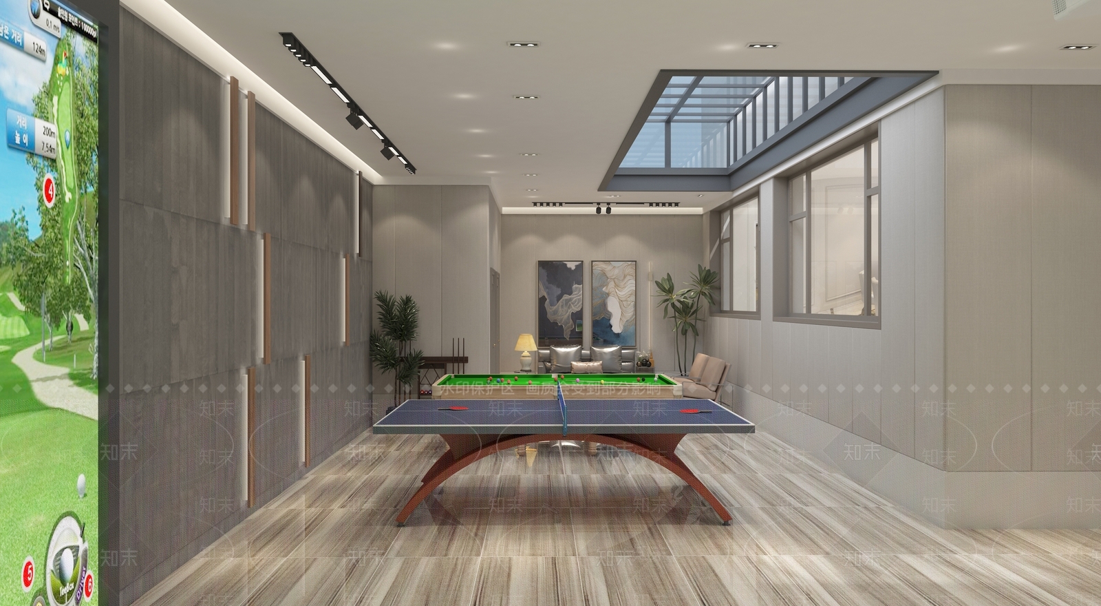 现代休闲活动室3D模型下载【ID:682600428】