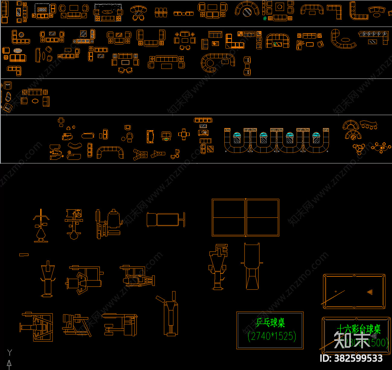 办公家具CAD图库施工图下载【ID:382599533】