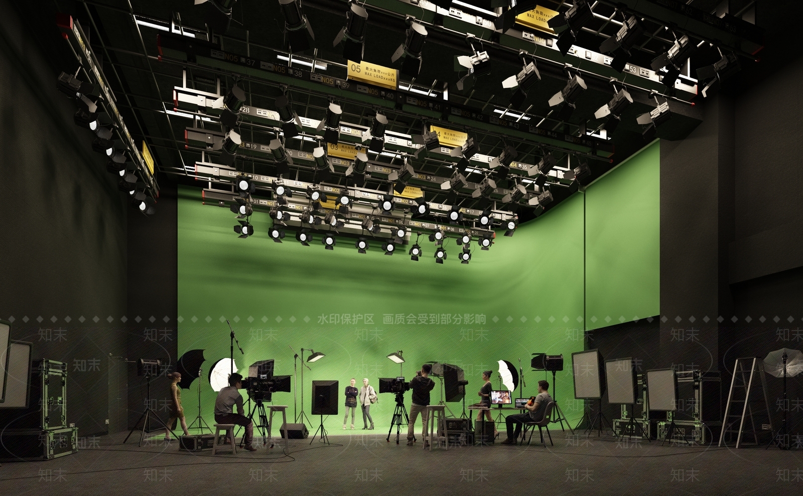 现代大型摄影棚3D模型下载【ID:482618077】