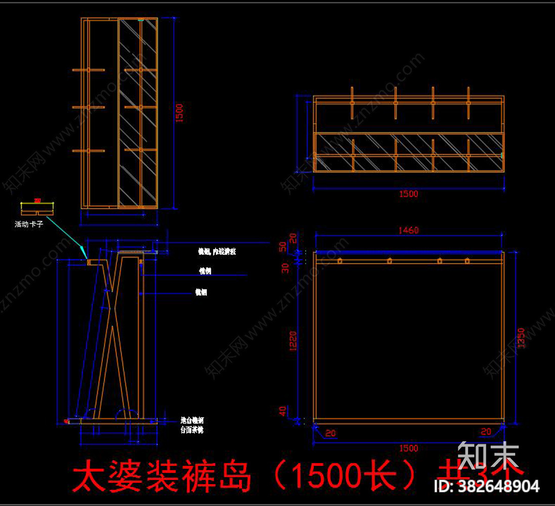 中老年服装店cad施工图下载【ID:382648904】