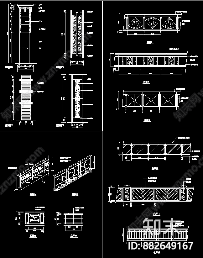 装饰栏cad施工图下载【ID:882649167】