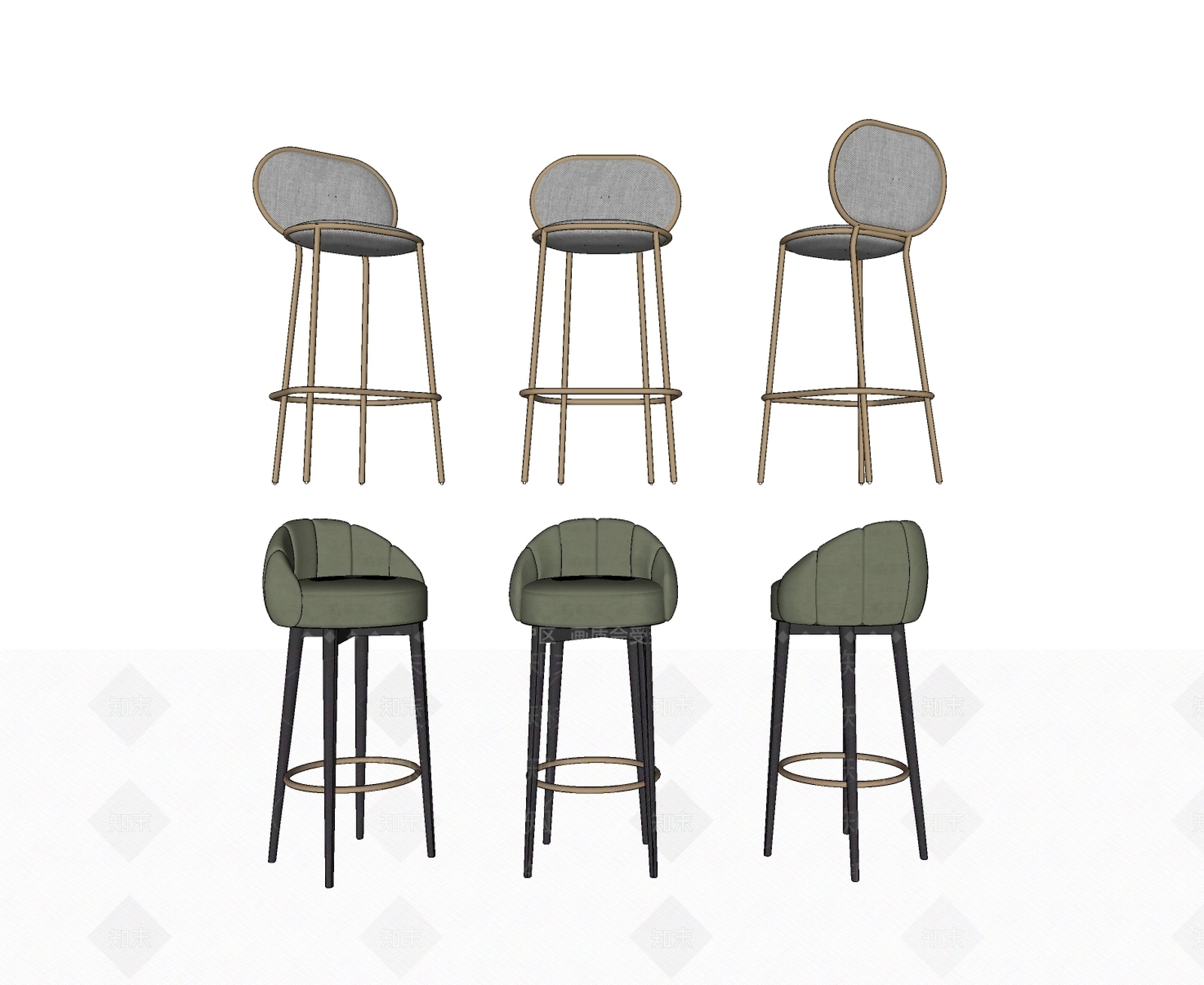 现代风格吧椅SU模型下载【ID:182661142】