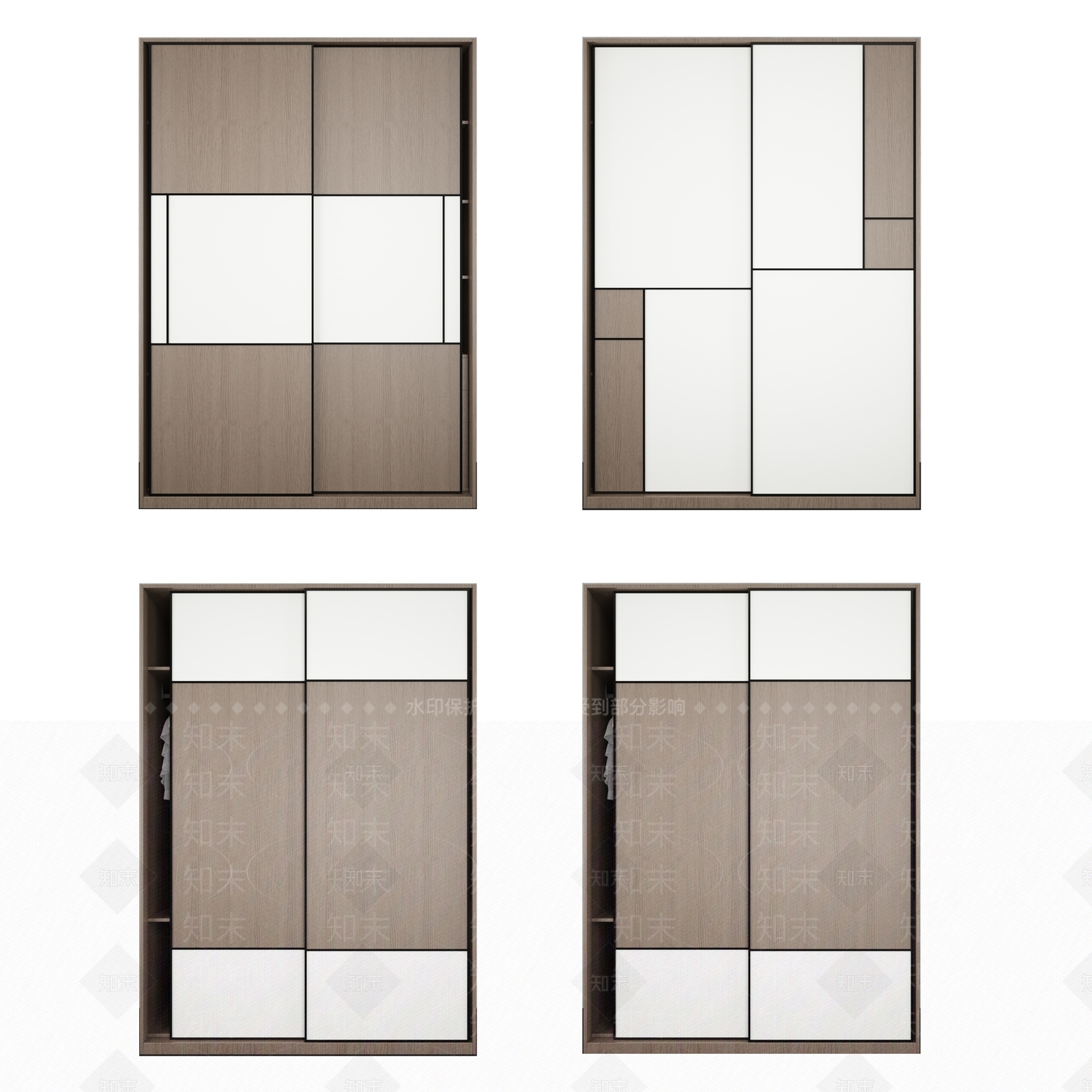 现代移门衣柜3D模型下载【ID:982672927】