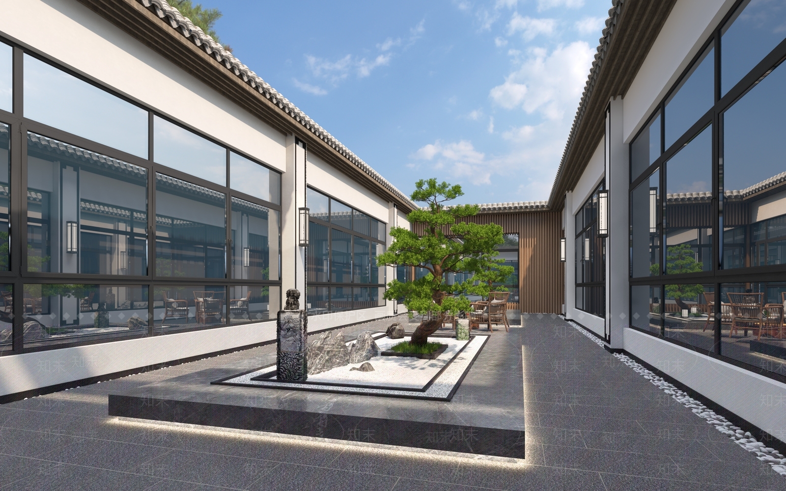 新中式户外庭院3D模型下载【ID:682679856】