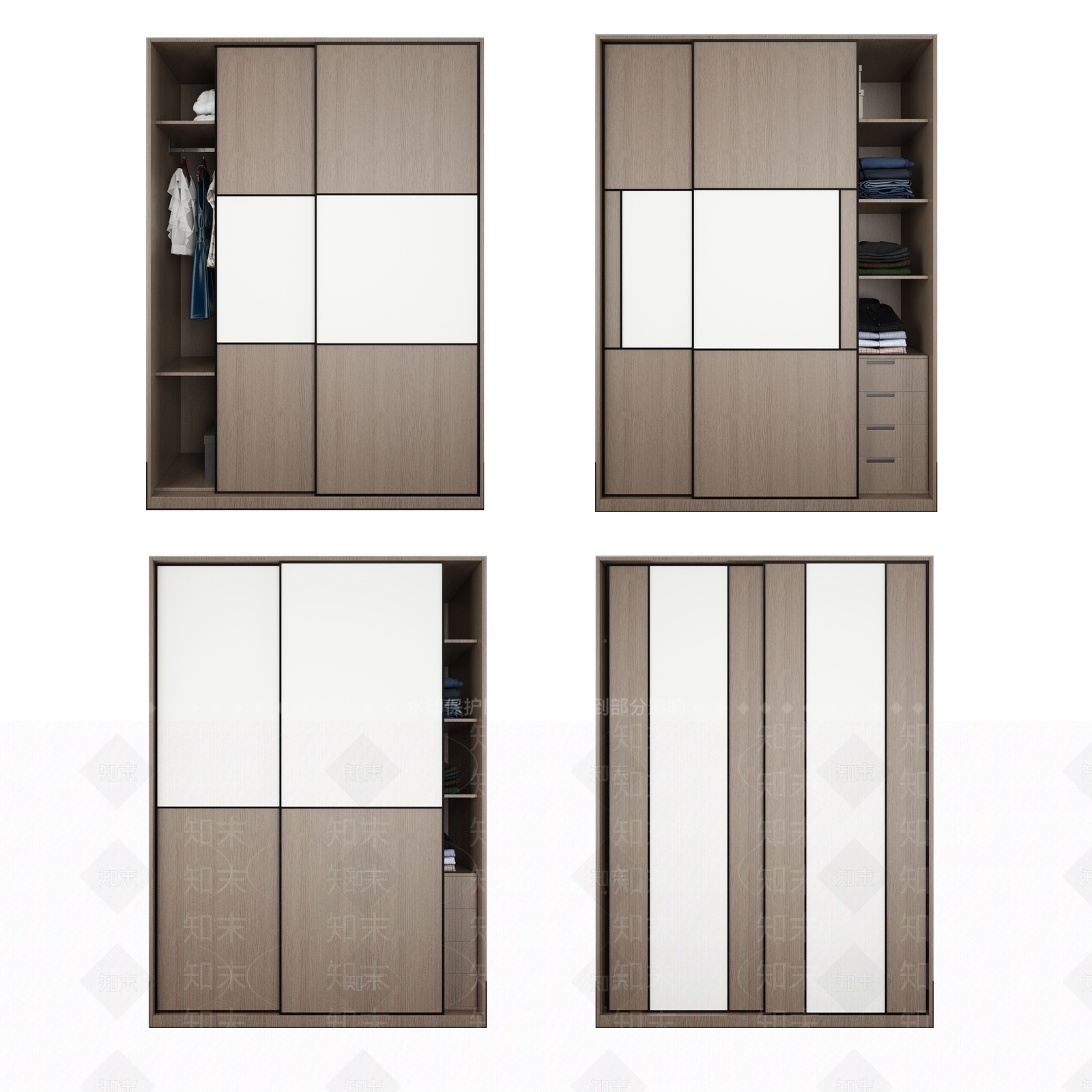 现代移门衣柜3D模型下载【ID:982680923】