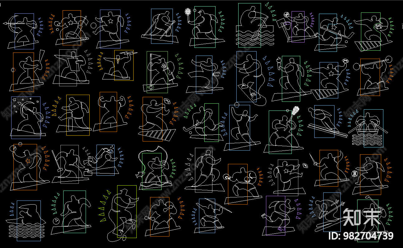 体育运动人物图块cad施工图下载【ID:982704742】