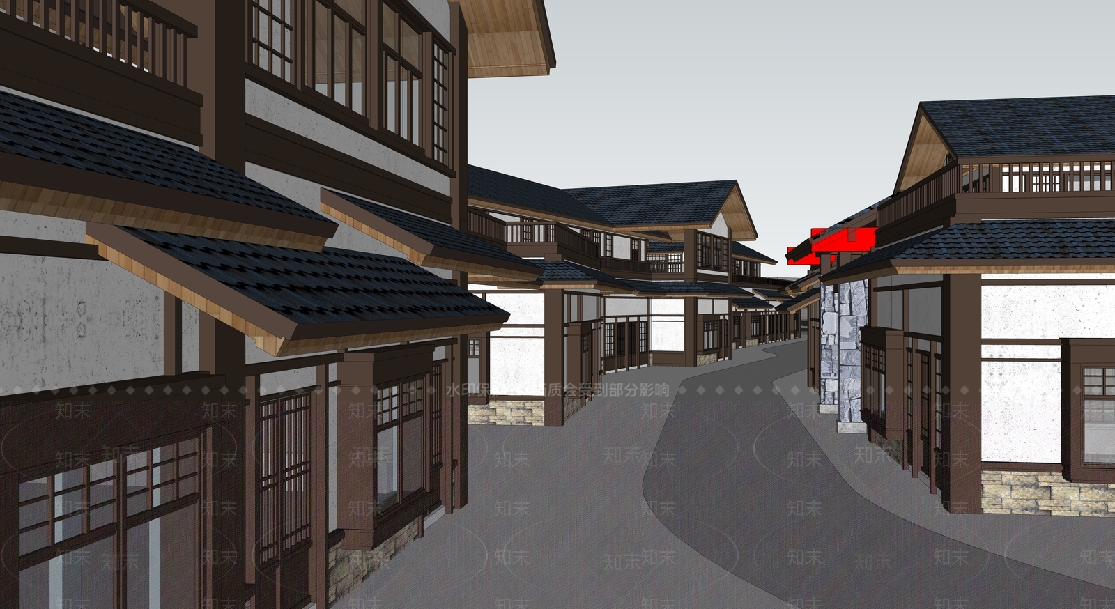 日式商业街SU模型下载【ID:382721918】