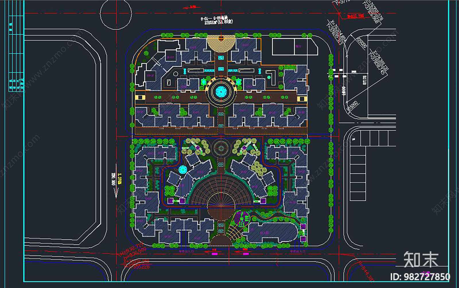 小区规划总平面施工图下载【ID:982727850】