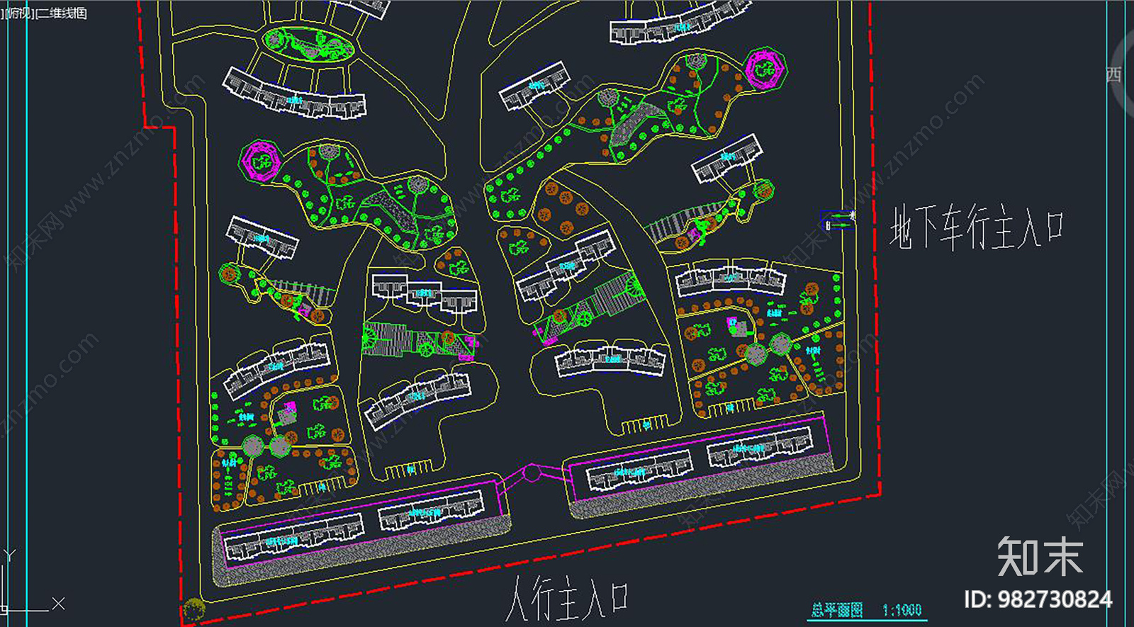 小区规划cad施工图下载【ID:982730824】