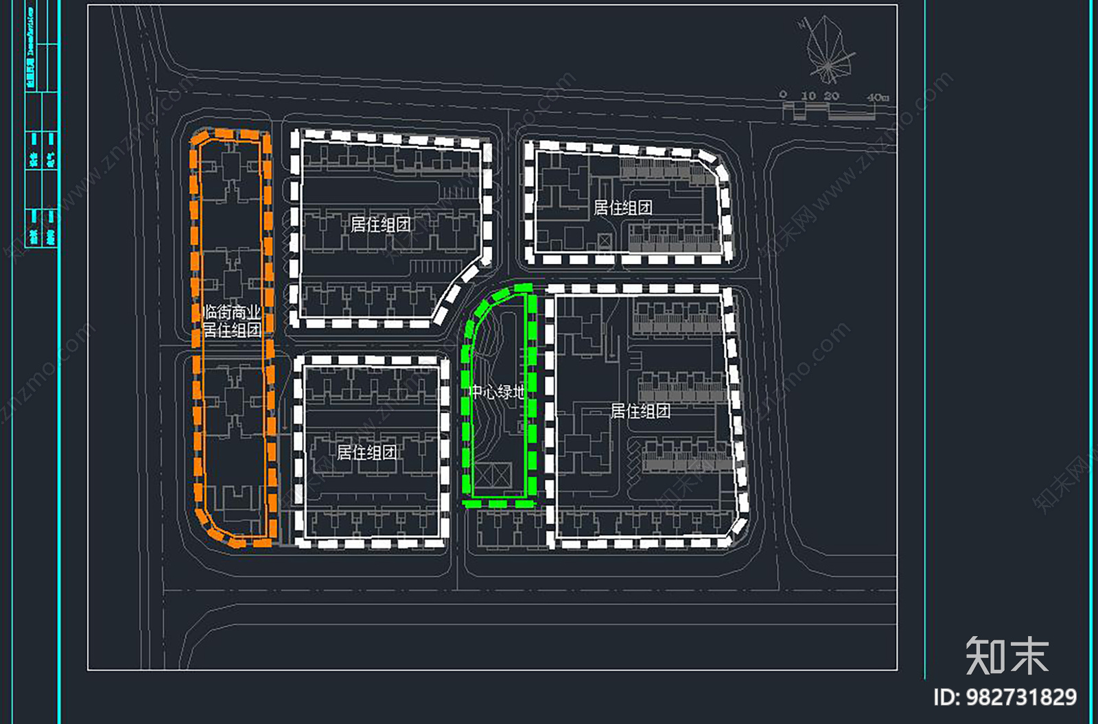 小区规划cad施工图下载【ID:982731829】