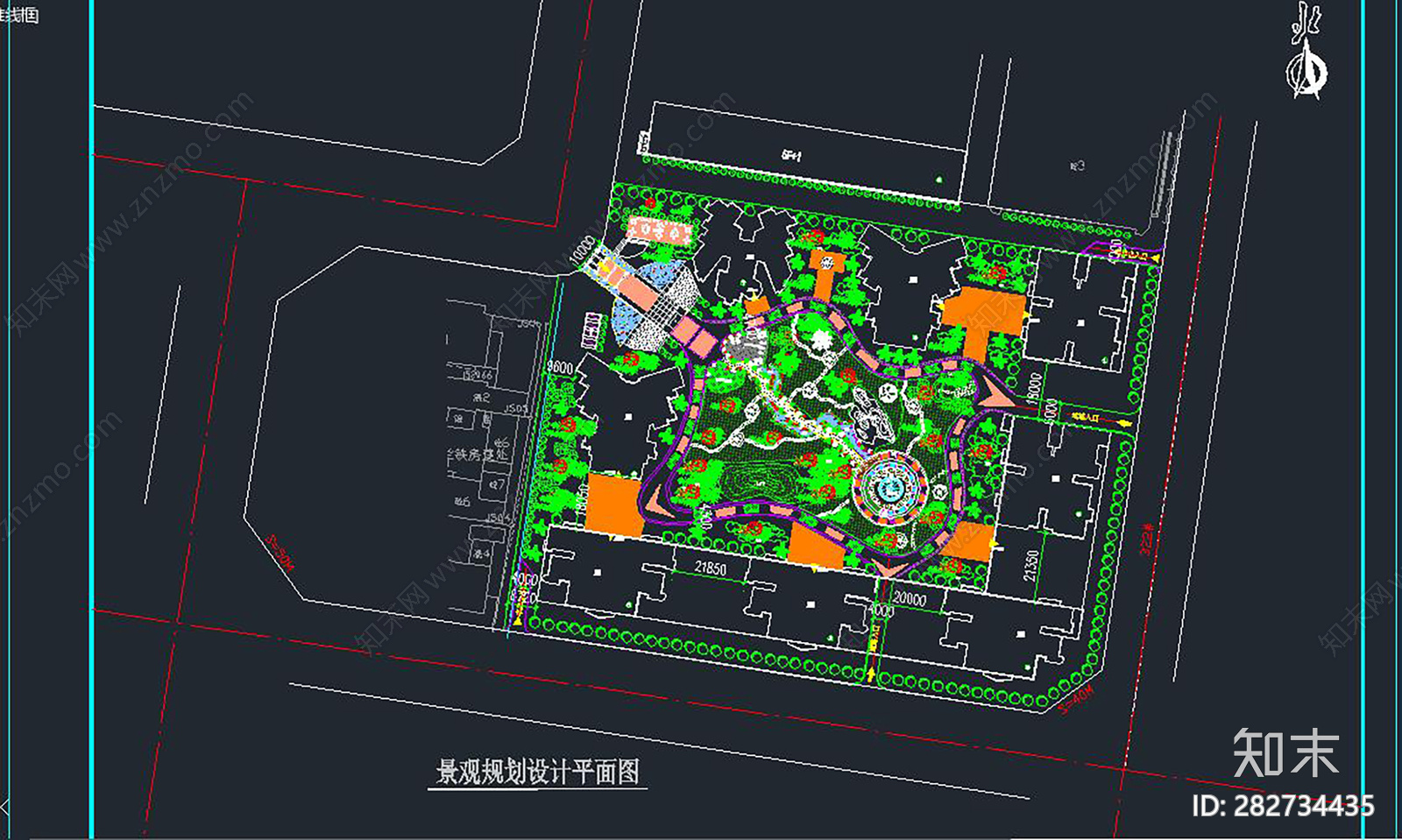 小区景观规划cad施工图下载【ID:282734435】