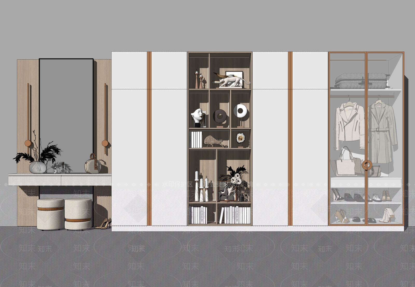 现代风格衣柜SU模型下载【ID:382736094】