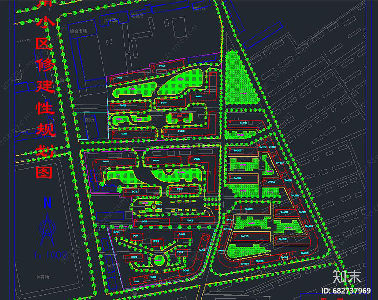 小区规划cad施工图下载【ID:682737969】
