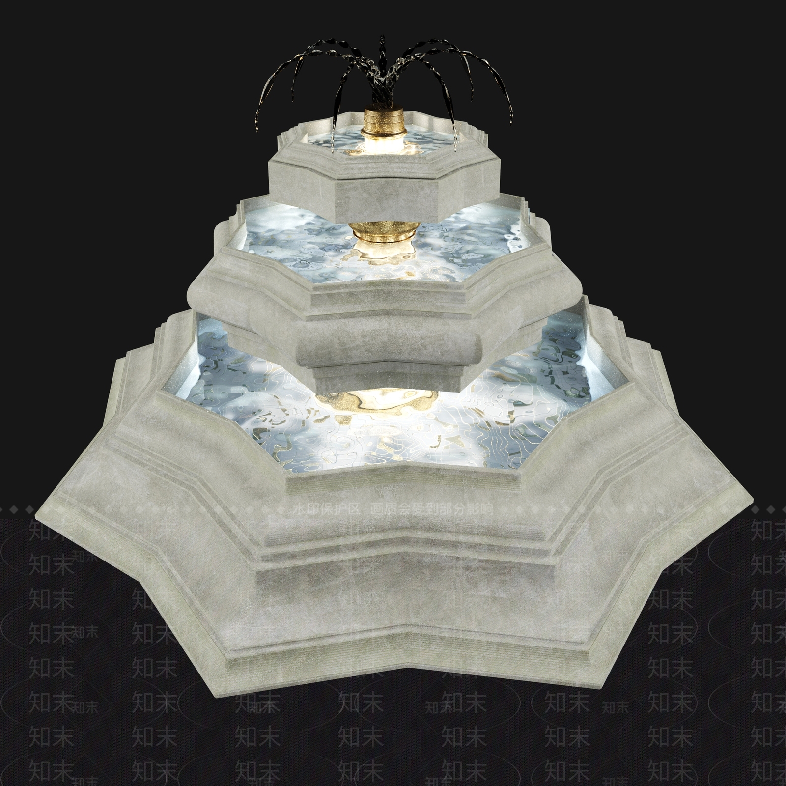 现代喷水池3D模型下载【ID:982800345】